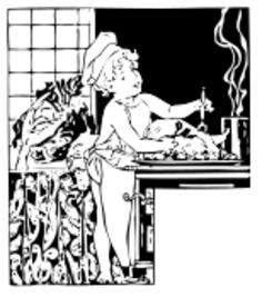 Vector image of a young child as a cooking chef