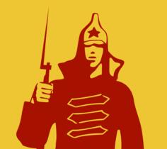 Clip art of young Red Army soldier holding a bayonet