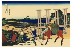 Vector graphics of the weir at Senju, Province of Bushu