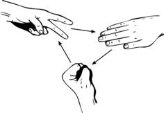 Rock scissors paper game depiction vector graphics
