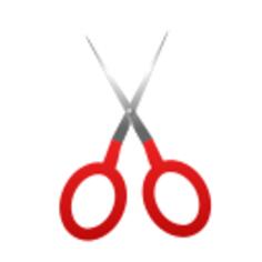 Vector image of wide finger red scissors