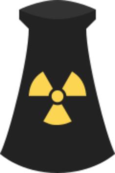 Vector graphics of nuclear power plant black and yellow icon