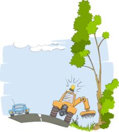 Vector clip art of road maintenance plant cutting