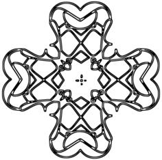 Rounded decorated cross outline vector illustration