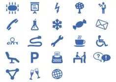 Office services icon set vector illustration