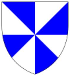 Shield with blue and white triangles