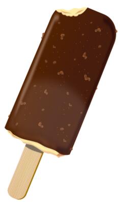 Photorealistic vector illustration of a chocolate ice-cream on a stick
