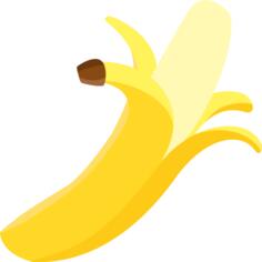 Vector image of tilted peeled banana