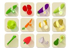 Vector graphics of a selection of vegetables