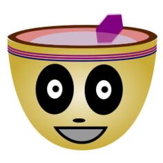 Vector illustration of happy green and brown face mug