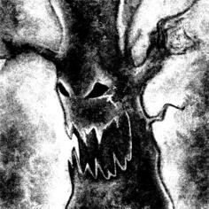 Vector image of angry Halloween tree