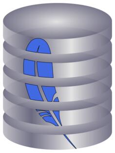 SQLite databases and tools with feather symbol vector graphics