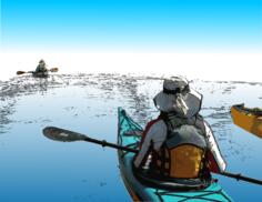 Kayakers venturing vector graphics