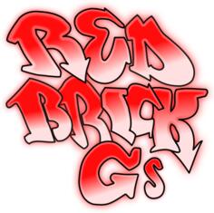 Graffiti writing ''red brick gs'' vector graphics