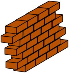Red brick wall with bricks sticking out vector clip art