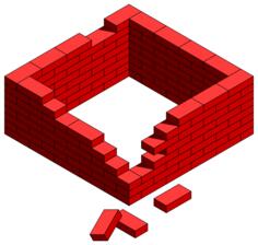 Damaged brick wall vector illustration
