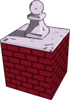Vector image of marble knob on bricks