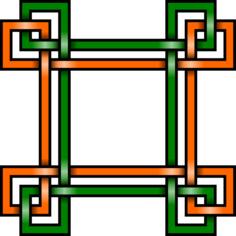 Vector illustration of green and orange square border