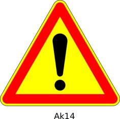 Vector drawing of danger ahead triangular temporary road sign