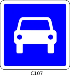 Vector image of motorcars only blue square French roadsign