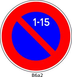 Vector illustration of parking prohibited from 1st to 15th of month French road sign