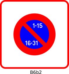 Entering unilateral parking area alternating bi-monthly French road sign vector drawing