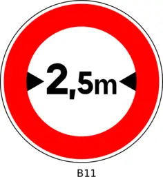 Vector graphics of no access for vehicles whose width exceeds 2,5 metres traffic sign