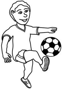 Drawing of soccer playing boy in black and white