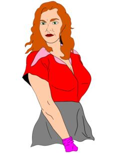 Vector image of man looking woman in red shirt
