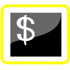 Vector clip art of money pictogram with yellow frame