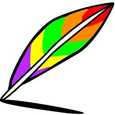 Drawing of rainbow colored feather