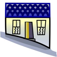 Vector image of house on a steep hill