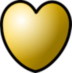Vector illustration of gold heart with thick line border