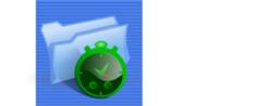 Blue background folder bug computer icon vector clip art
