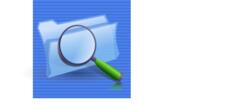 Blue background search option computer icon vector graphics