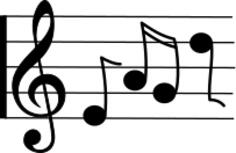 Treble clef with notes vector graphics