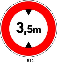Vector image of no access for vehicles whose height exceeds 3,5 metres traffic sign