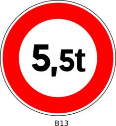 Vector graphics of no access for vehicles whose weight exceeds 5,5 tonnes traffic sign