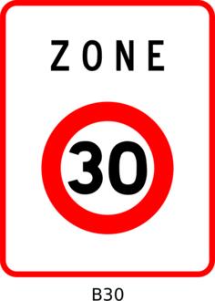 Vector illustration of 30mph speed limitation zone square French roadsign