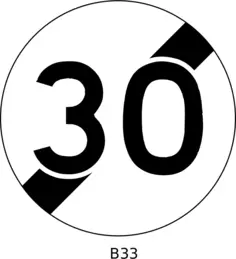 Vector drawing of 30mph speed limitation ends French roadsign