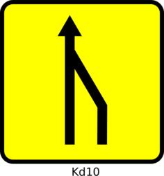 Vector image of right lane reduction roadsign in France