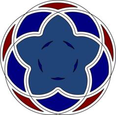 Vector image of red and blue abstract flower shape.