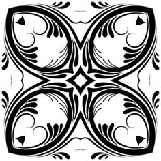 Vector drawing of four fish shaped decorations as one