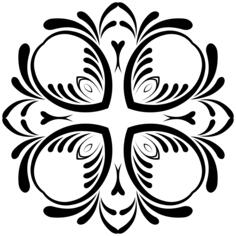 Vector illustration of four tulip shaped decorations as one