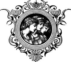 Vector illustration of black centre women decoration
