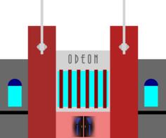 Odeon cinema building vector image