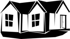 Vector clip art of silhouette of a familiy house