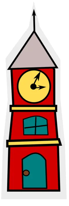 Vector clip art of tower with a clock