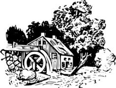 Water mill vector illustration