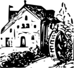 Country watermill vector clip art
